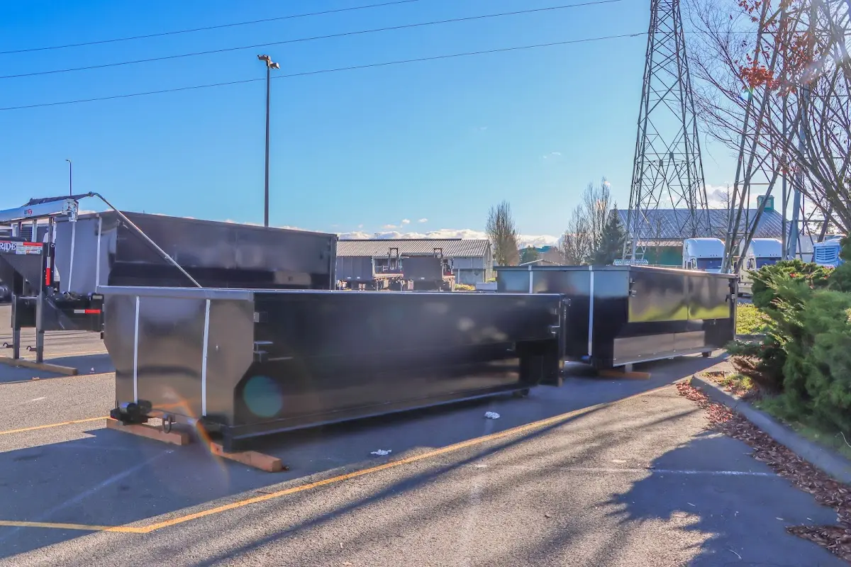 Roll-off dumpster ready for waste disposal at job site for 3 Yard Dumpster Rental in York